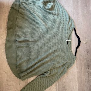 Green waffle crop top